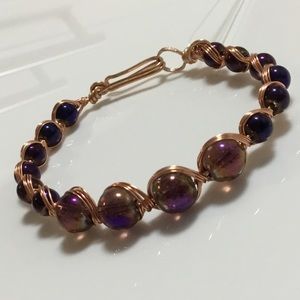 Iridescent Purple Copper Wire Wrap Bracelet